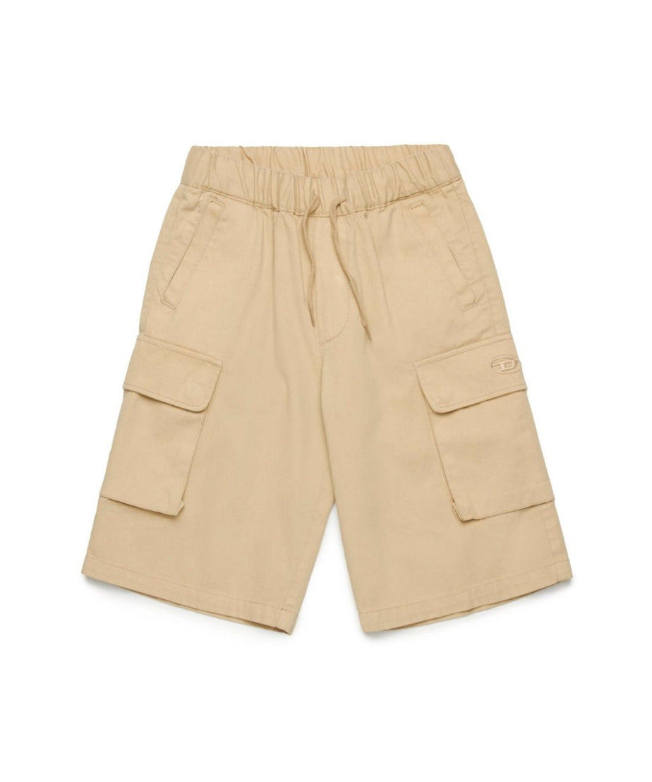 Diesel Kids Bermuda Beige con Tasche e Micro Oval D per Bambini