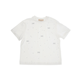 Elisabetta Franchi La Mia Bambina T-shirt Avorio con Motivo Logo Strass All-Over per Neonate