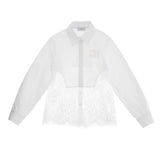 Pinko Kids Camicia Bianco in Pizzo con Logo per Bambine