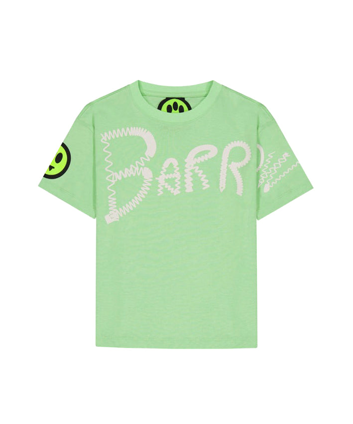 Barrow Kids T-shirt Verde con Stampa Logo per Bambini