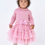 Angel's Face Pink Ribbed Tulle Dress for Baby Girls