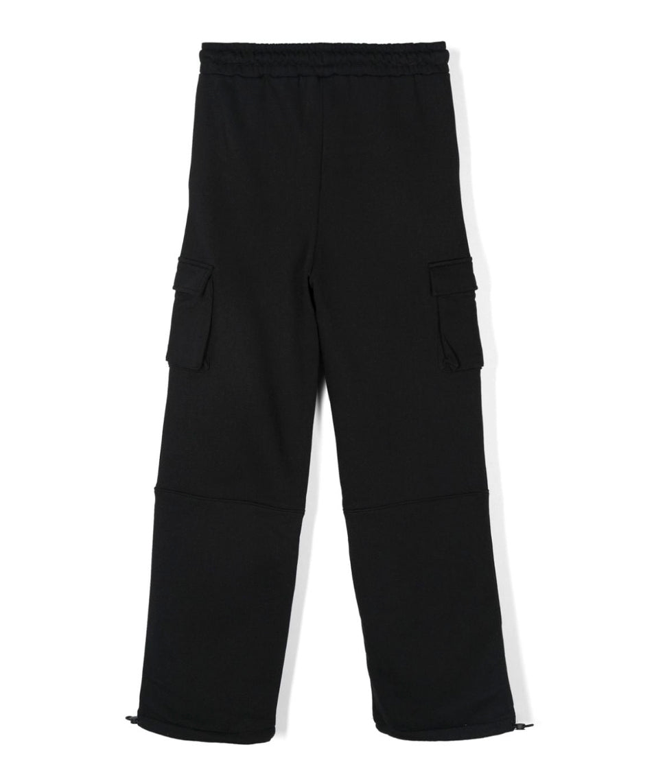 MSGM Kids Pantaloni Stile Cargo Neri con Logo per Bambini (retro)