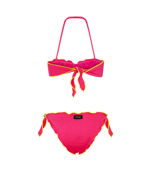 Effek Costume Bikini a Fascia Fucsia Fluo per Bambine