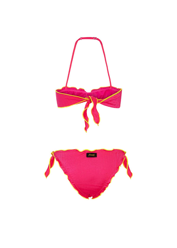 Effek Costume Bikini a Fascia Fucsia Fluo per Bambine