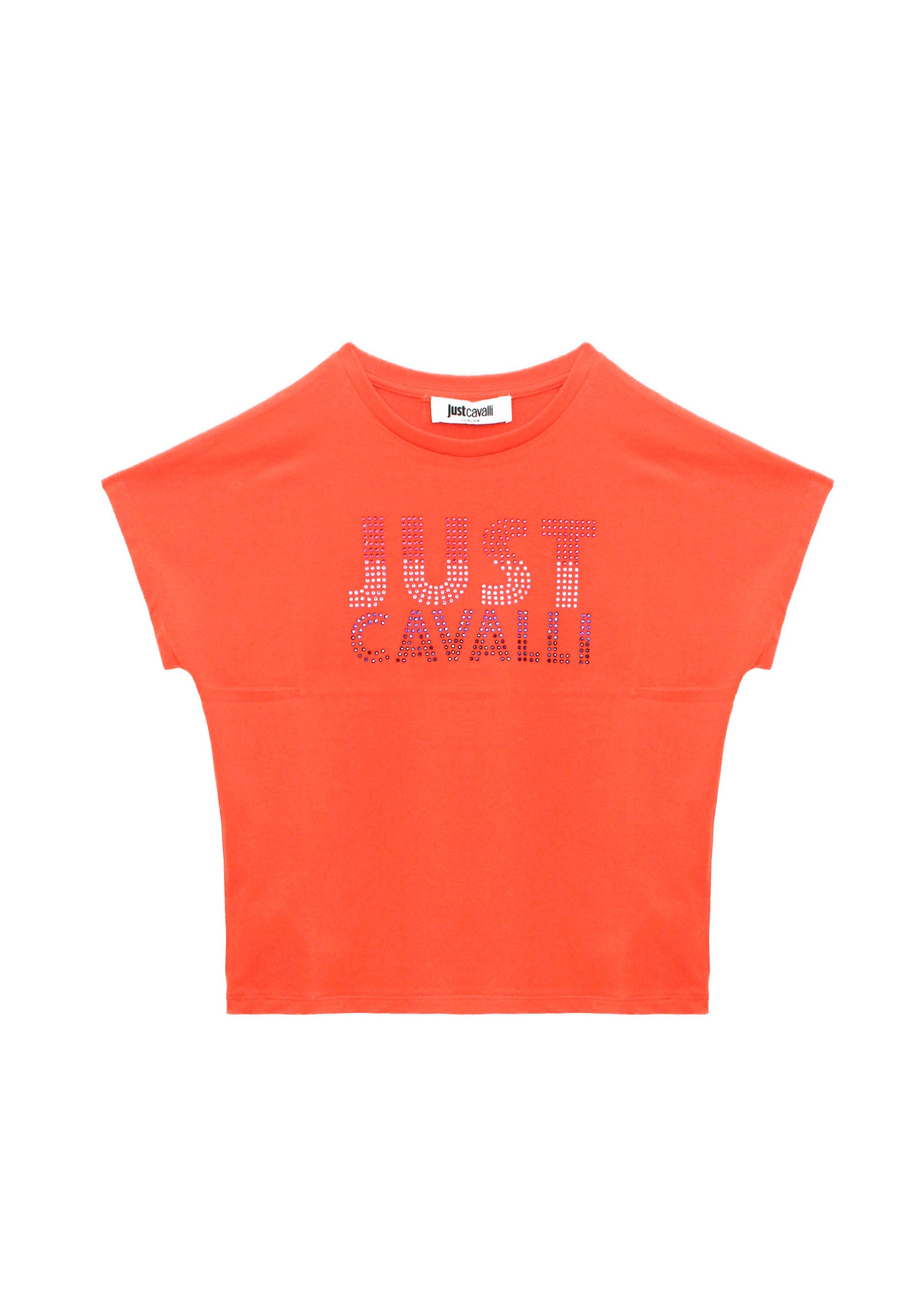 Just Cavalli T-Shirt Crop Arancione per Bambine (fronte)