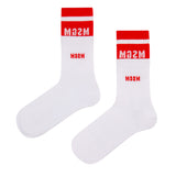 Msgm Kids Calzino Rosso/Bianco con Logo Unisex
