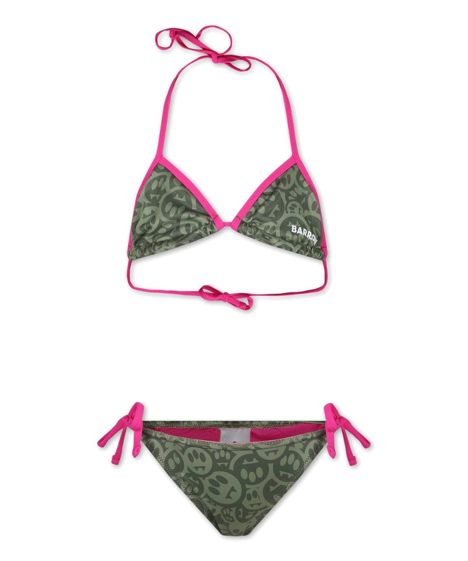 Barrow Kids Bikini Verde Militare con Logo Smiles All-over