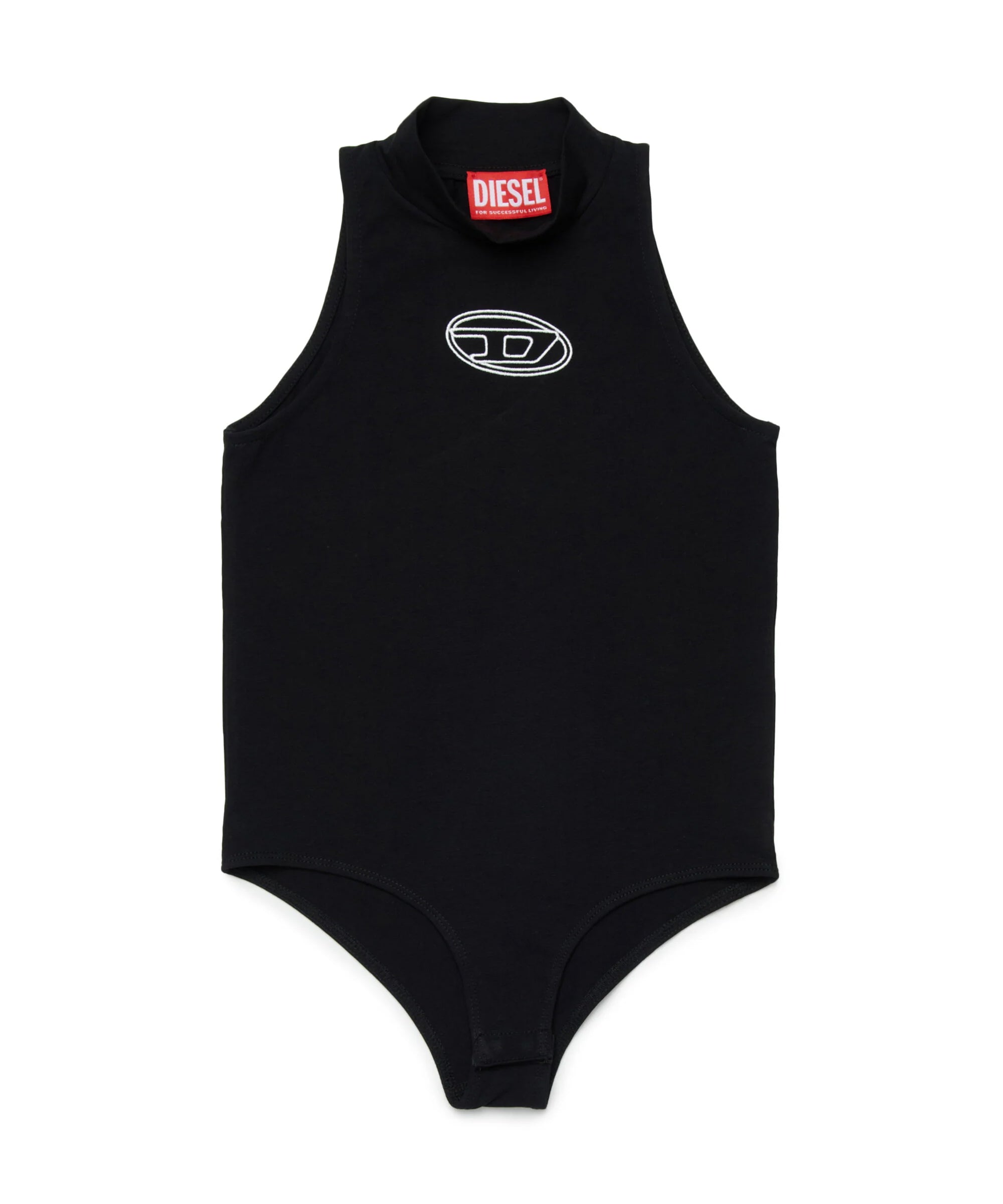 Diesel Kids Body Nero con Stampa Logo Oval D per Bambine