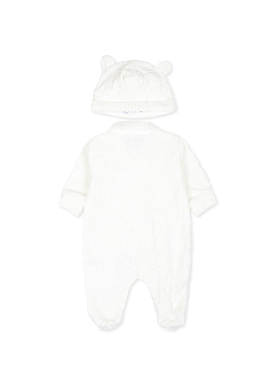 Moschino Kids Tutina Panna in Spugna con Logo Jacquard per Neonati (retro)