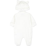 Moschino Kids Tutina Panna in Spugna con Logo Jacquard per Neonati (retro)