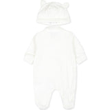 Moschino Kids Tutina Panna in Spugna con Logo Jacquard per Neonati (retro)