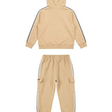 Palm Angels Kids Completo Beige con Logo e Strisce Laterali per Neonati