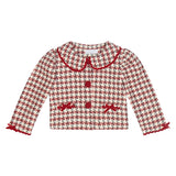 Deolinda Kids Giacchino Pied de Poul Rosso con Fiocchi per Neonate