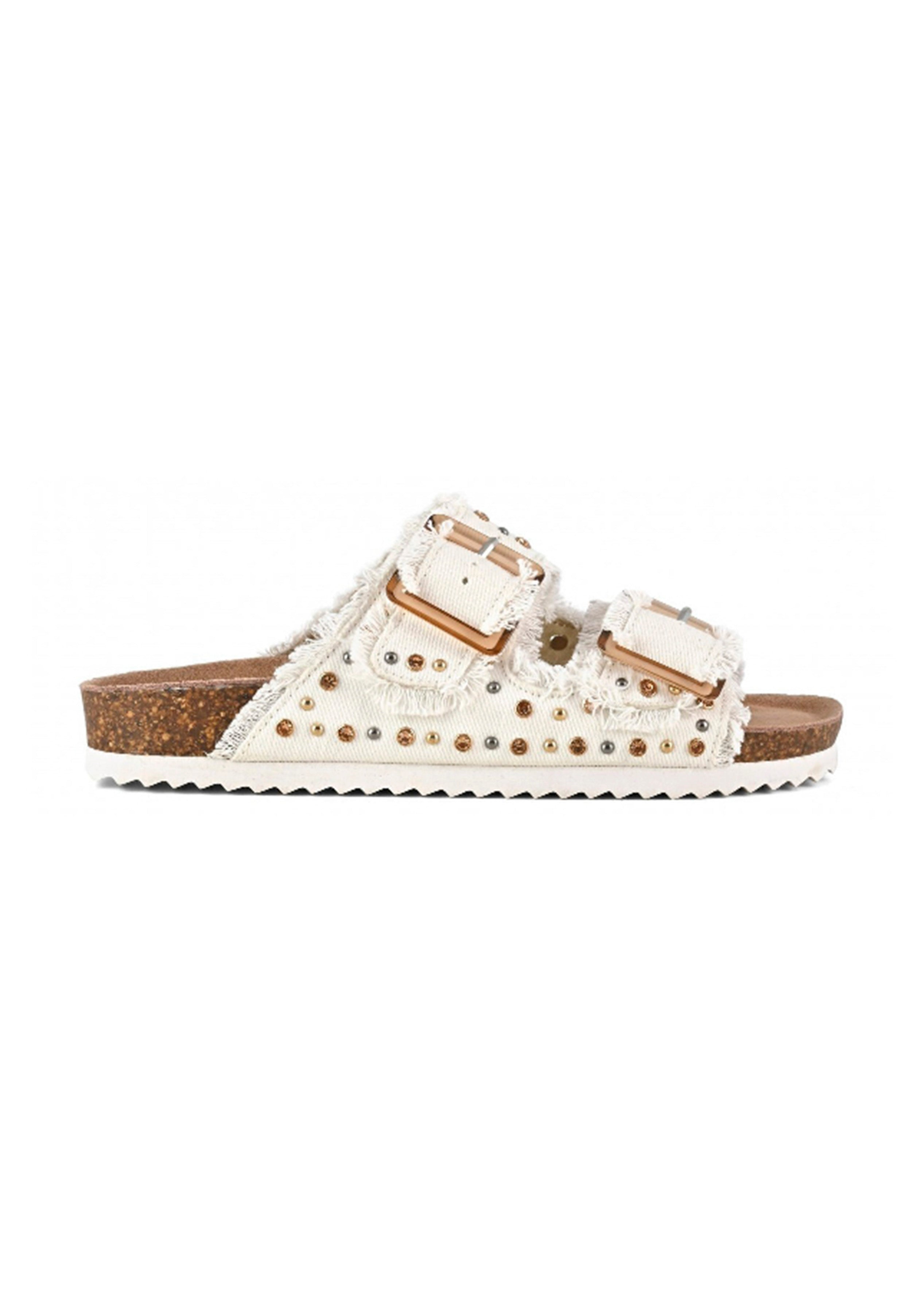 Colors of California Sandalo Doppia Fascia Bianco con Strass per Bambine