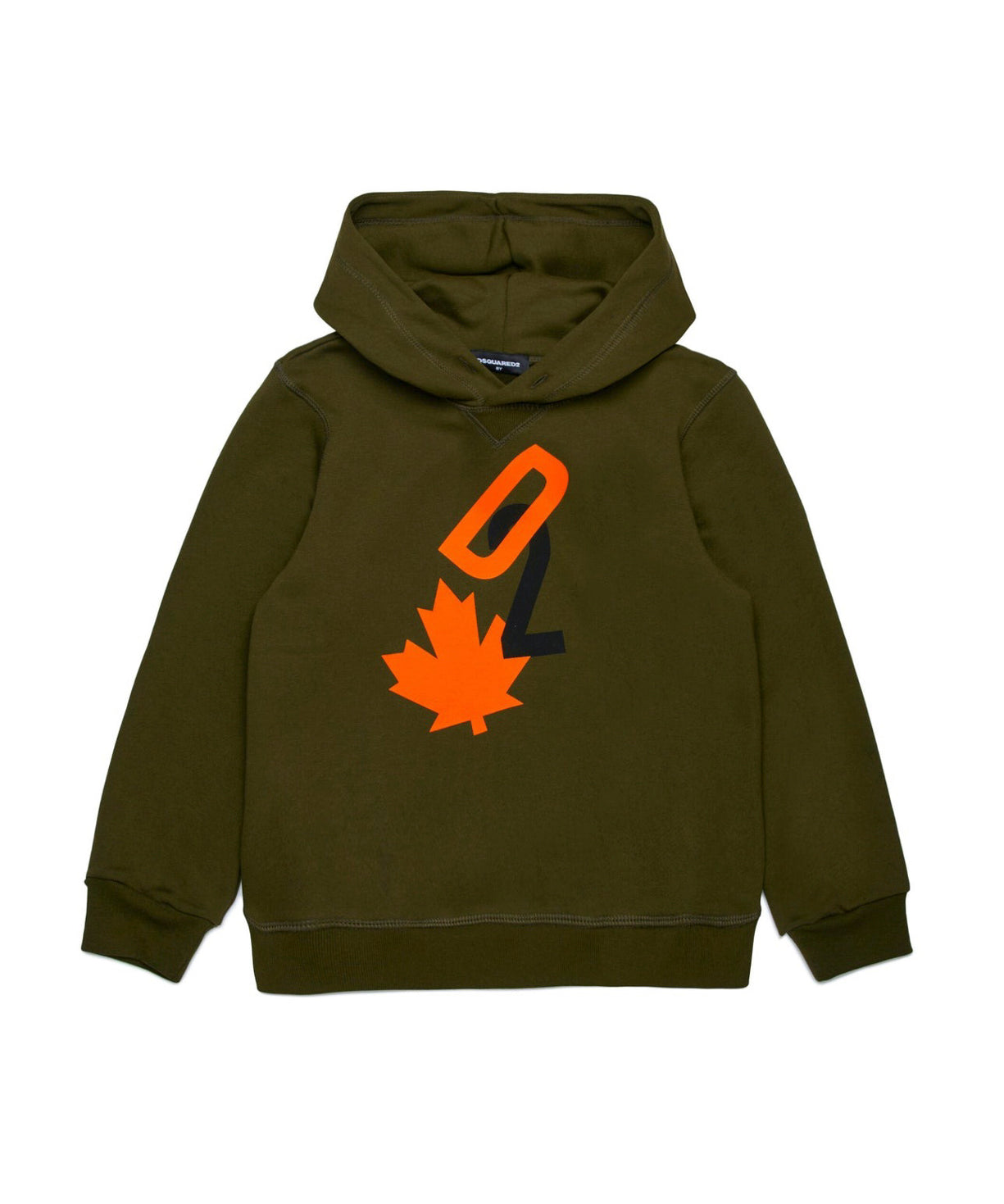 Dsquared2 Kids Felpa Verde con Cappuccio con Stampa Leaf per Bambini