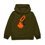 Dsquared2 Kids Felpa Verde con Cappuccio con Stampa Leaf per Bambini