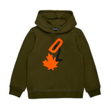 Dsquared2 Kids Felpa Verde con Cappuccio con Stampa Leaf per Bambini