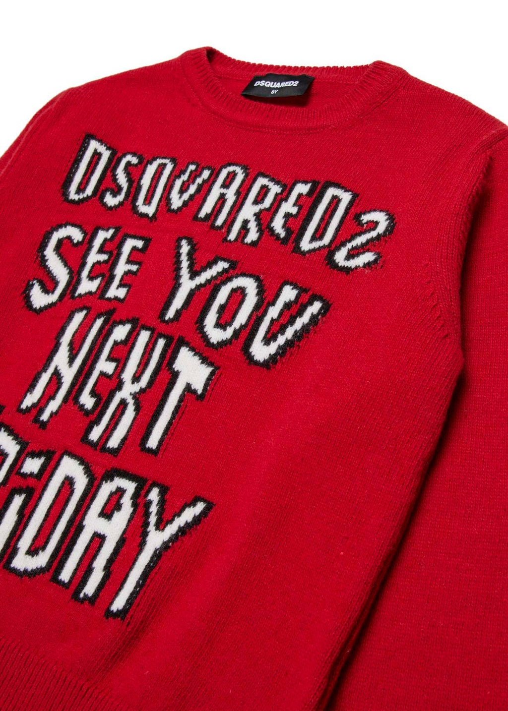 Dsquared2 Maglione Rosso con Intarso Lettering per Bambini