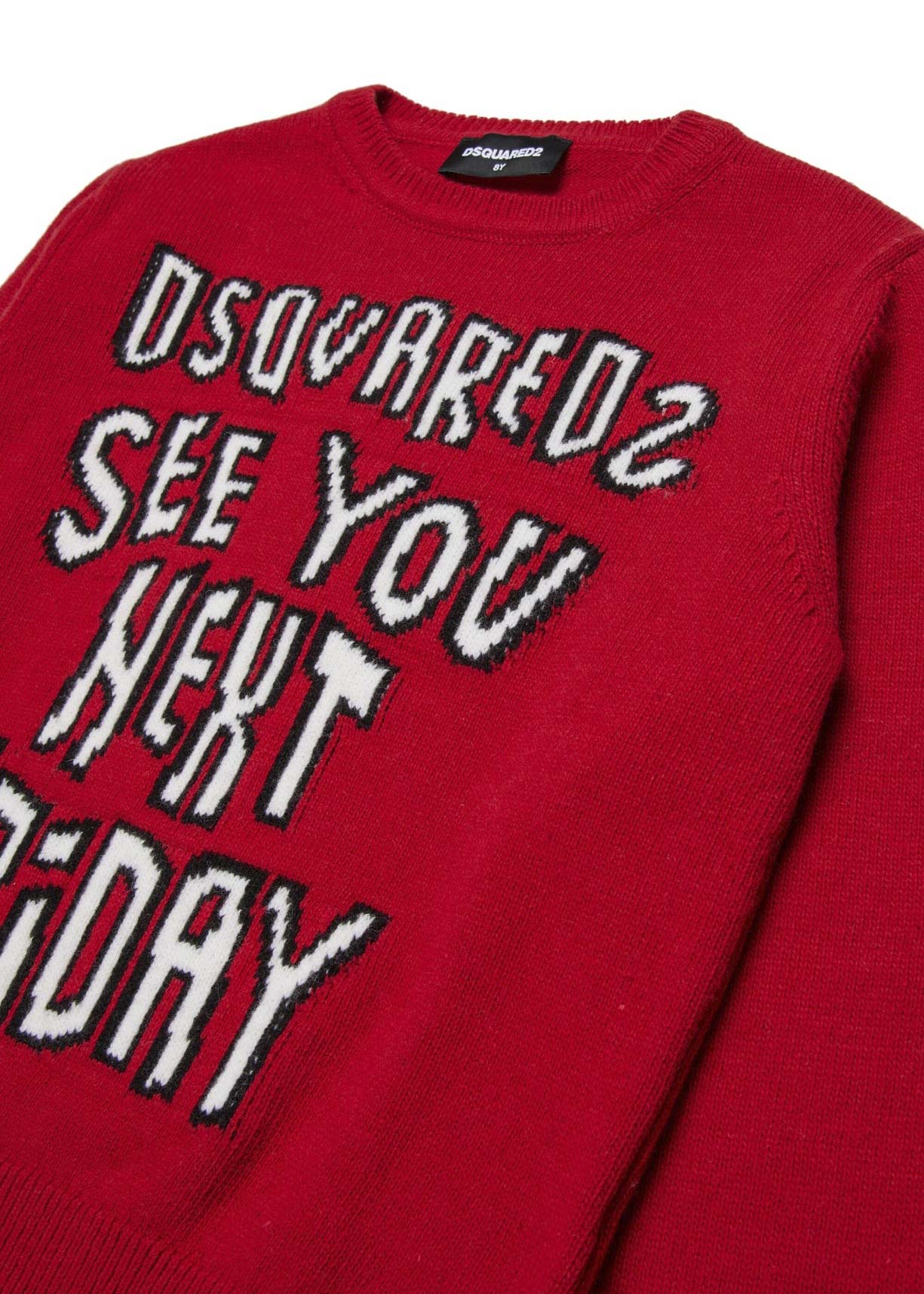 Dsquared2 Maglione Rosso con Intarso Lettering per Bambini