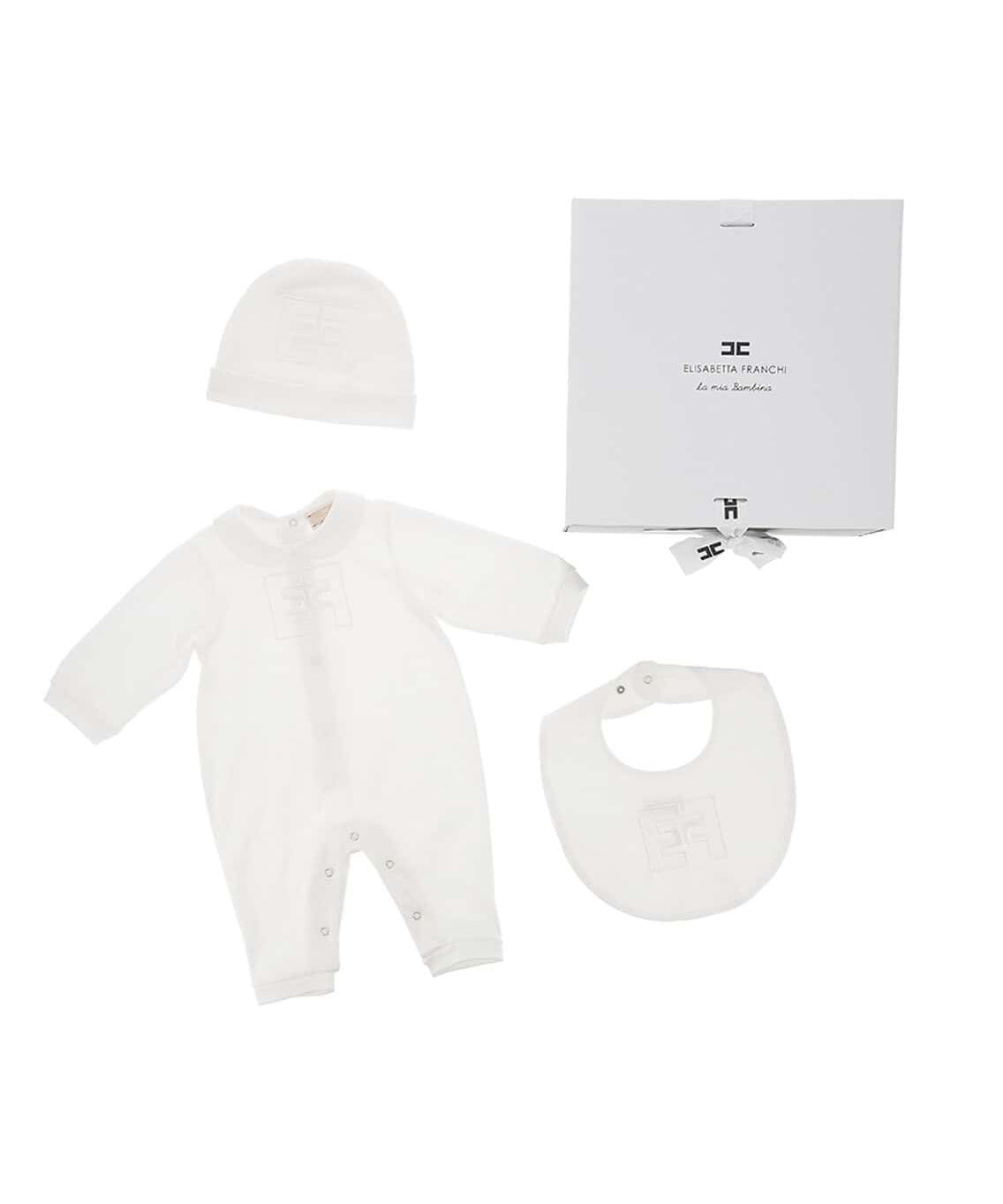 Elisabetta Franchi La Mia Bambina Kit Tutina + Cappello + Bavetta per Neonate