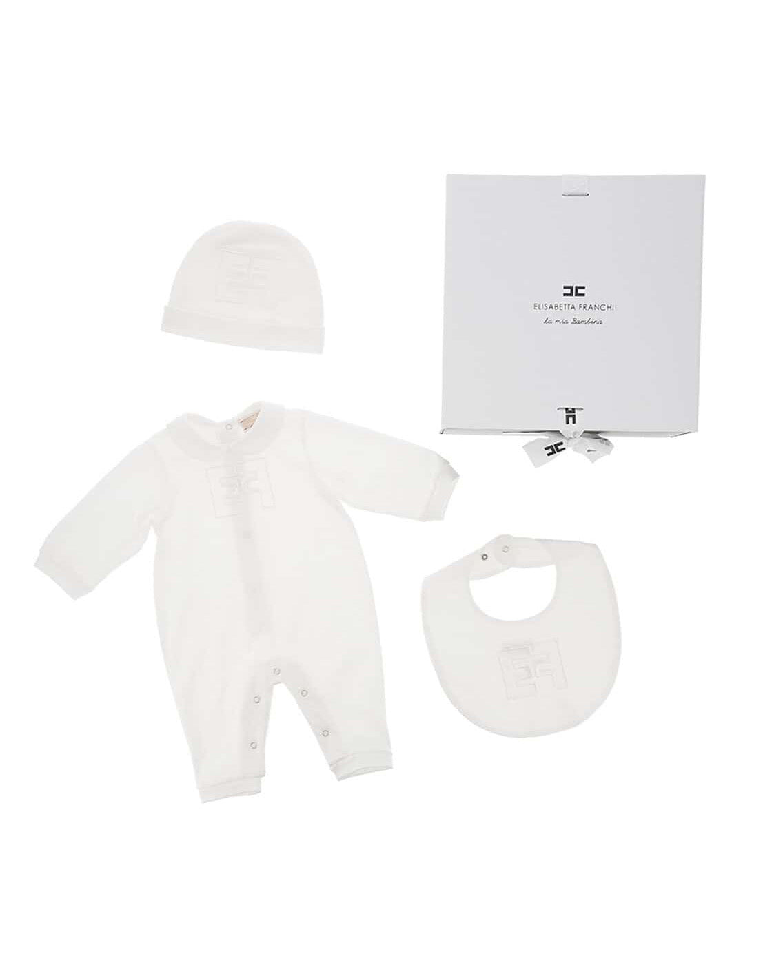Elisabetta Franchi La Mia Bambina Kit Tutina + Cappello + Bavetta per Neonate