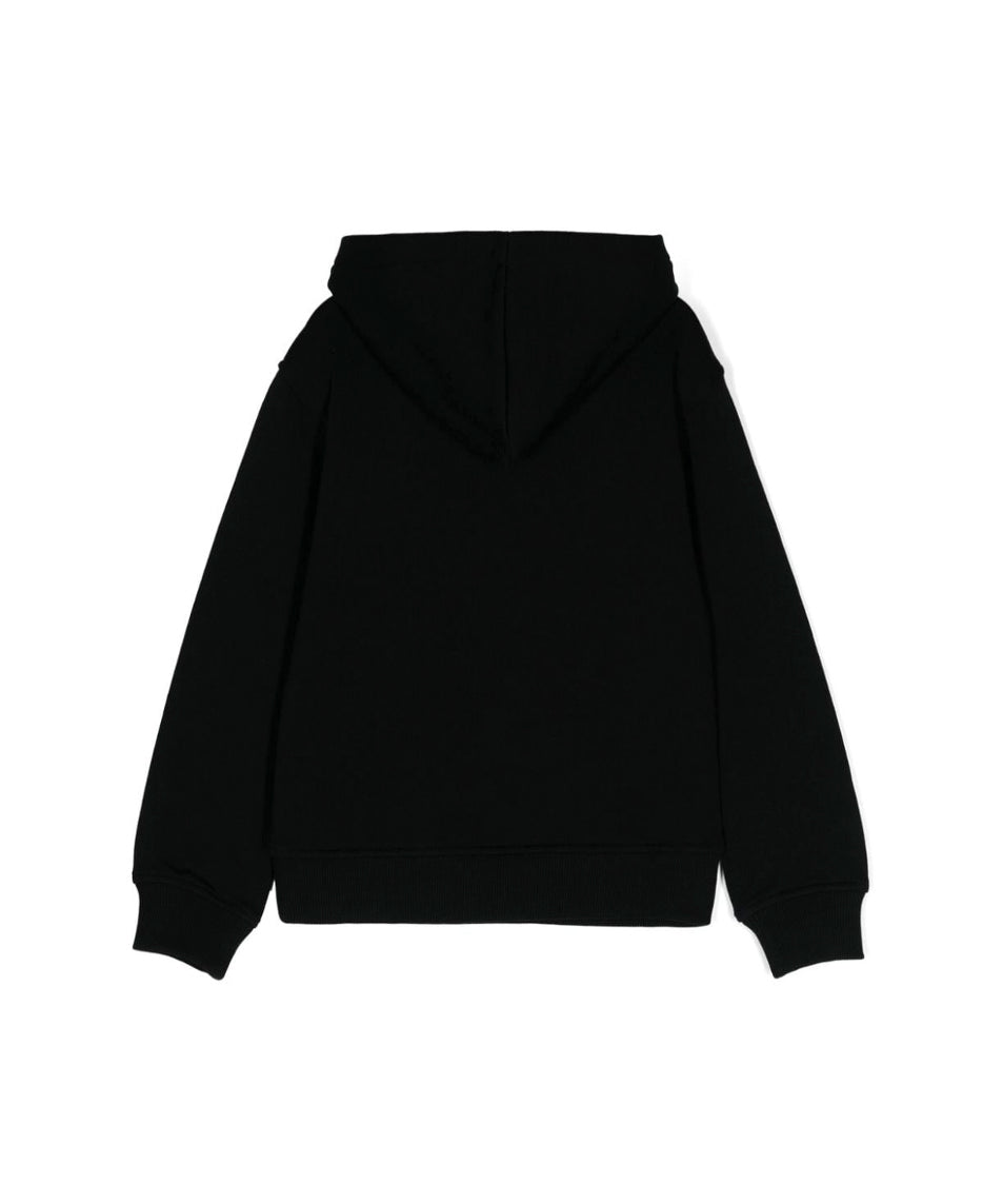 Moschino Kids Felpa Nera con Cappuccio con Logo per Bambini (retro)