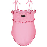 F**K Kids Costume Intero Rosa con Dettagli Rossi per Neonate