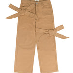 Vicolo Kids Pantalone in Denim Cammello con Fiocchi per Bambine