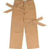 Vicolo Kids Pantalone in Denim Cammello con Fiocchi per Bambine