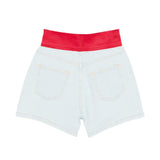 Msgm Kids Short in Denim con Banda Rossa per Bambine