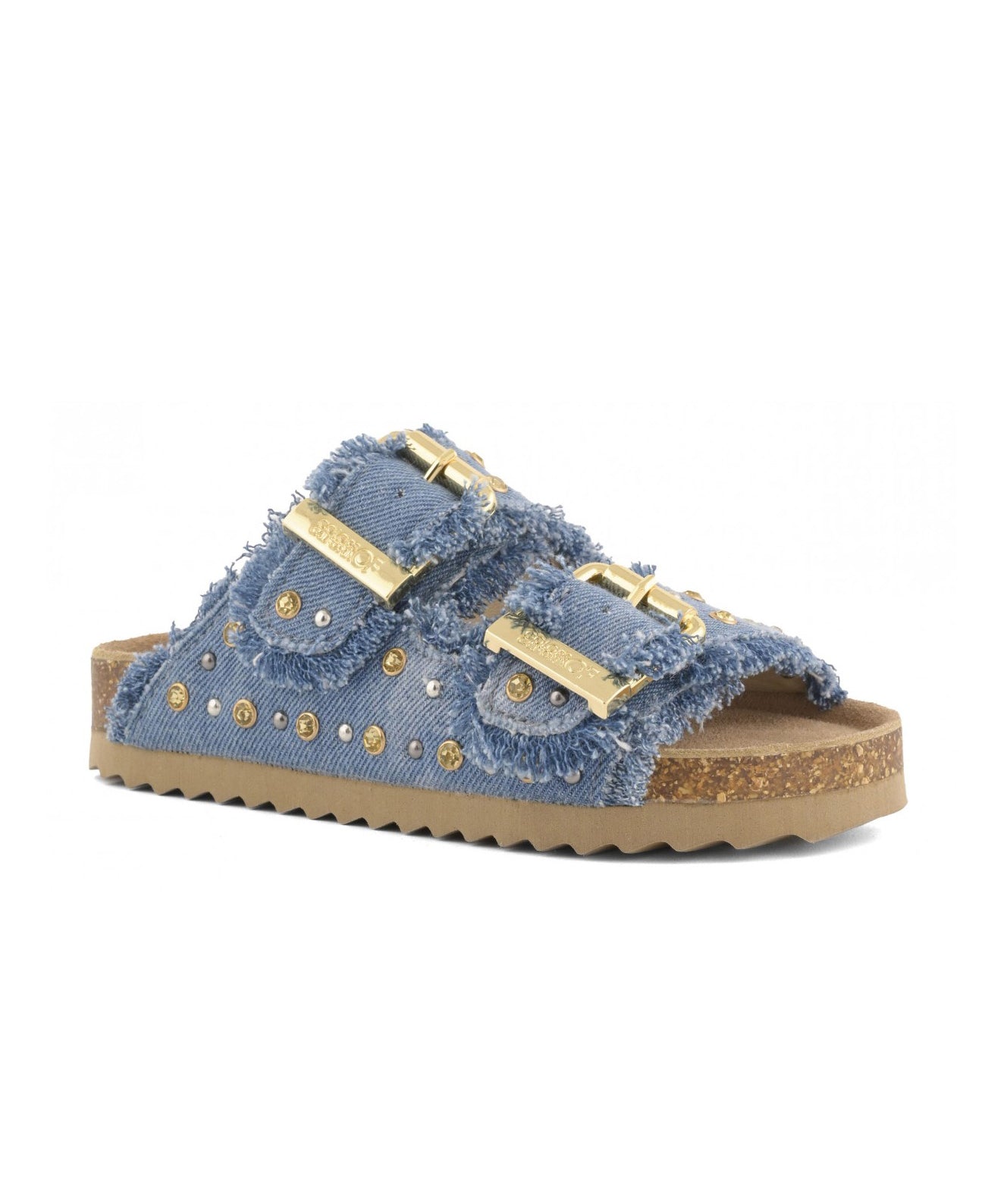 Colors of California Kids Sandalo Denim Doppia Fascia con Strass per Bambine