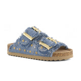 Colors of California Kids Sandalo Denim Doppia Fascia con Strass per Bambine