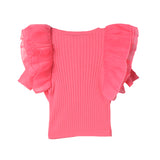 Twinset Kids Top Rosa con Maniche in Organza