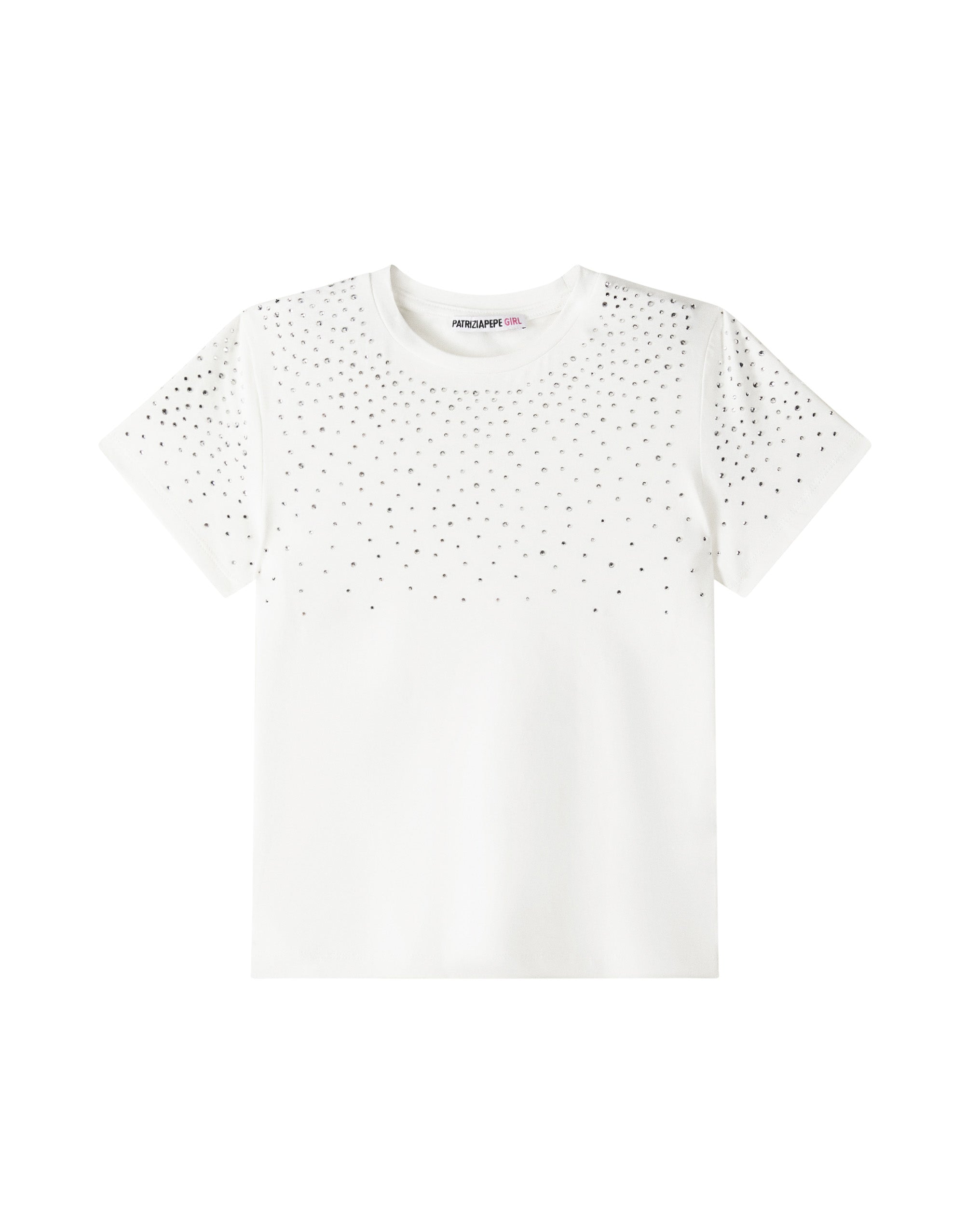 Patrizia Pepe Kids T-Shirt Bianco con Strass per Bambine