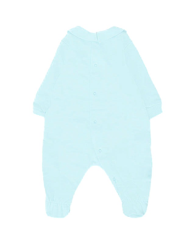 Moschino Kids Tutina Celeste con Logo Teddy per Neonati