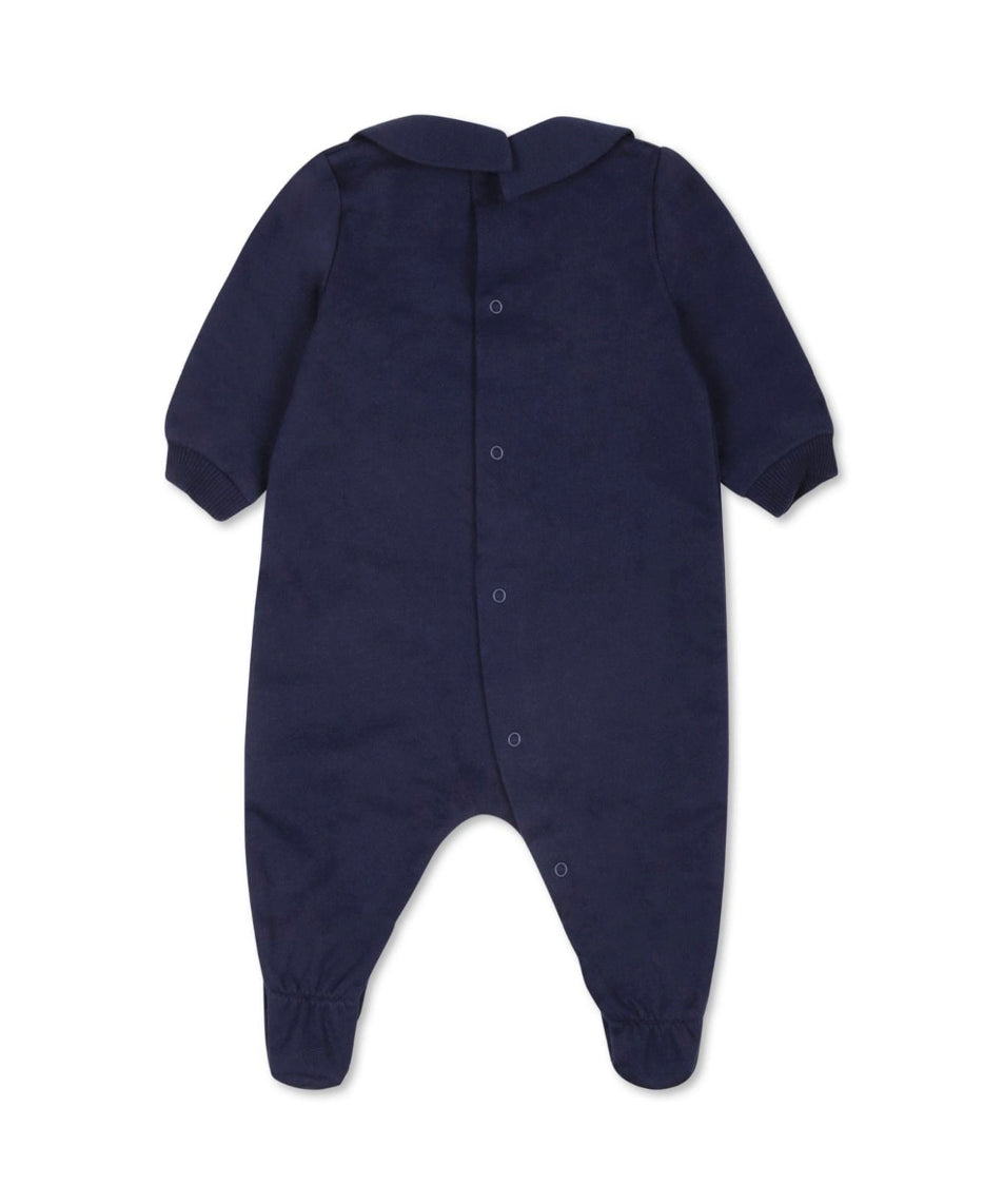 Moschino Kids Tutina Blu Navy con Logo Teddy Bear (retro)
