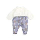 Elisabetta Franchi La Mia Bambina Tutina Lilla/Avorio con Motivo Catene per Neonate