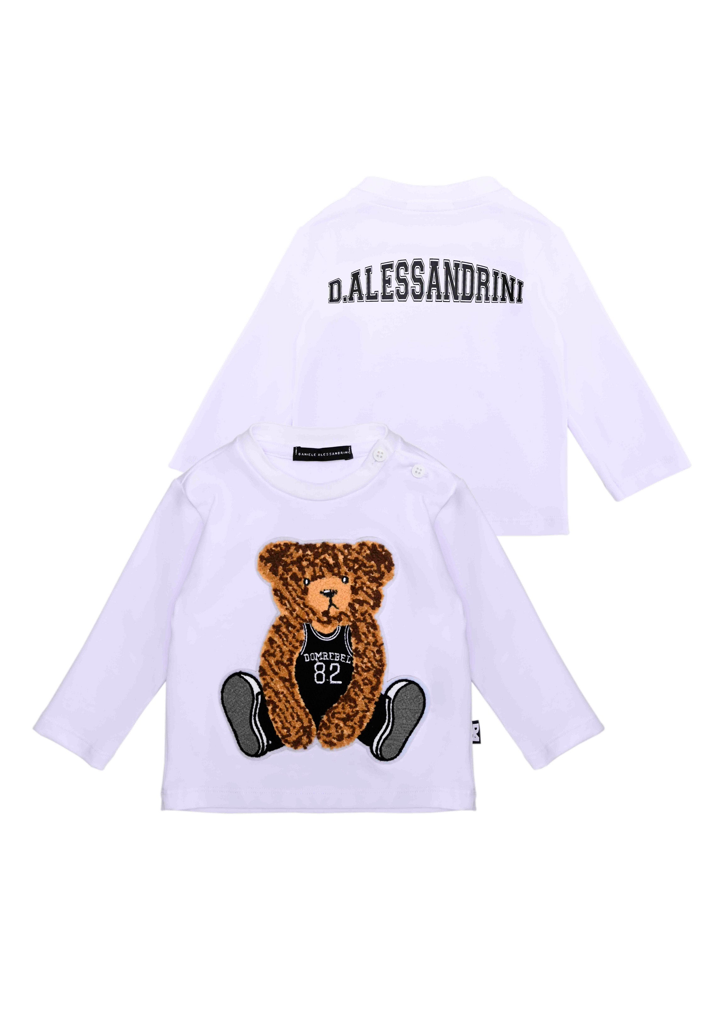 Daniele Alessandrini T-shirt Bianca con Stampa per Neonati