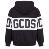 Gcds Kids Felpa con Cappuccio Nero con banda Logata Bianco Unisex