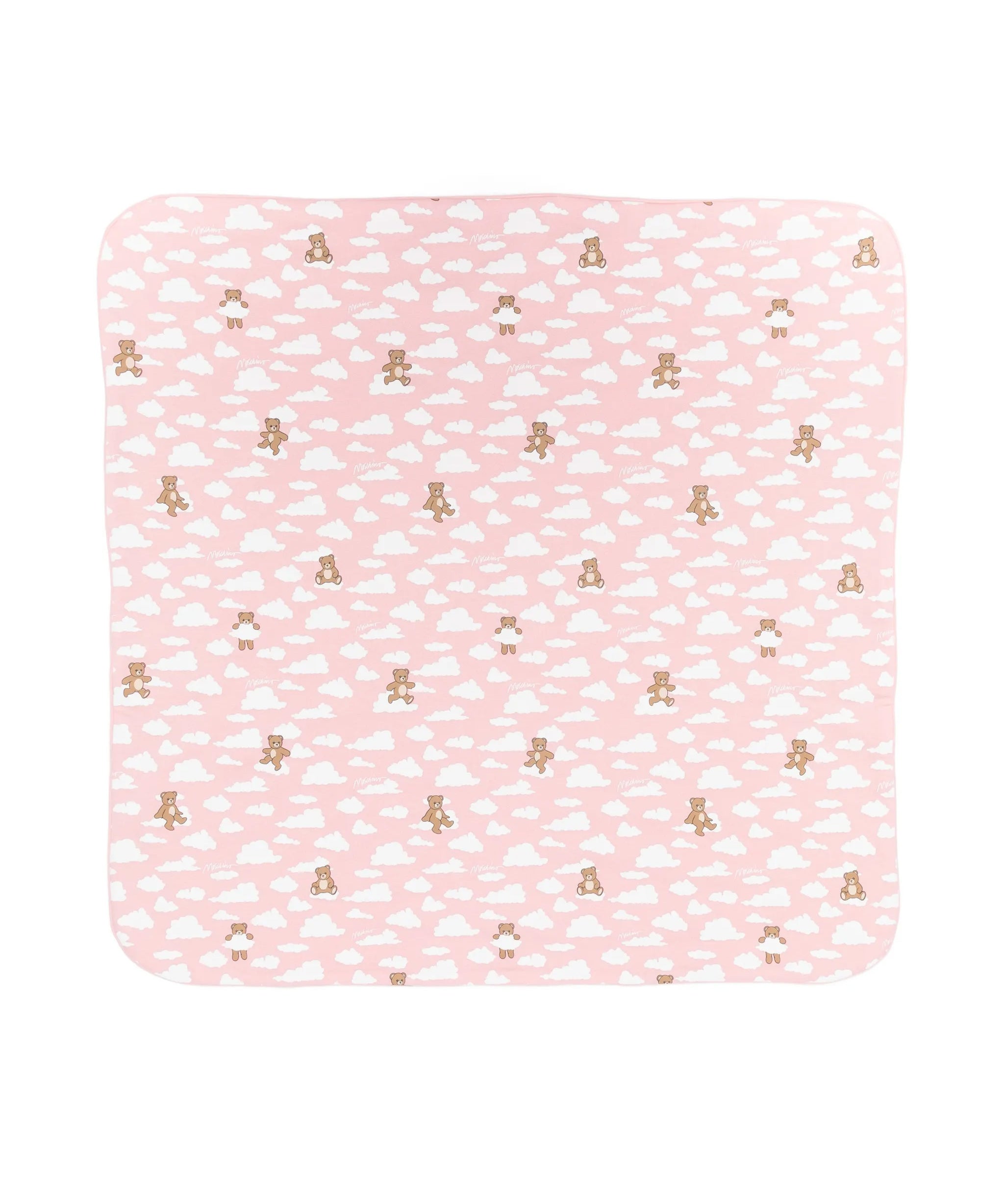Moschino Kids Coperta Double-Face Rosa con Fantasia Logo per Neonata