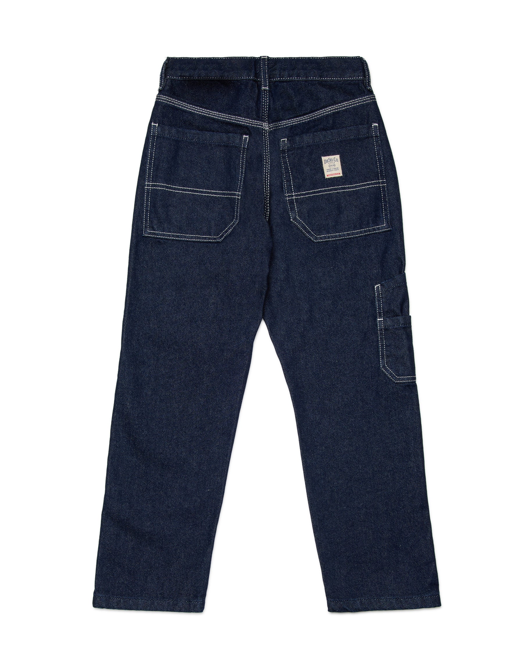 Diesel Kids Jeans Blu con Cuciture a Vista a Contrasto Unisex