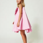 Twinset Kids Abito Rosa in Raso con Fiocco 