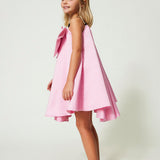 Twinset Kids Abito Rosa in Raso con Fiocco 