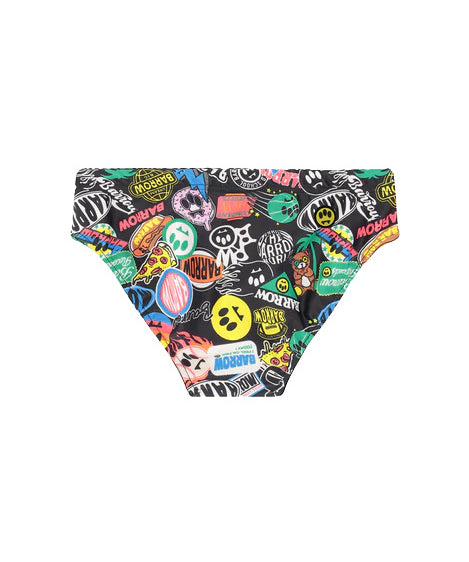 Barrow Kids Costume Slip Nero Fantasia All-Over Logo per Bambini