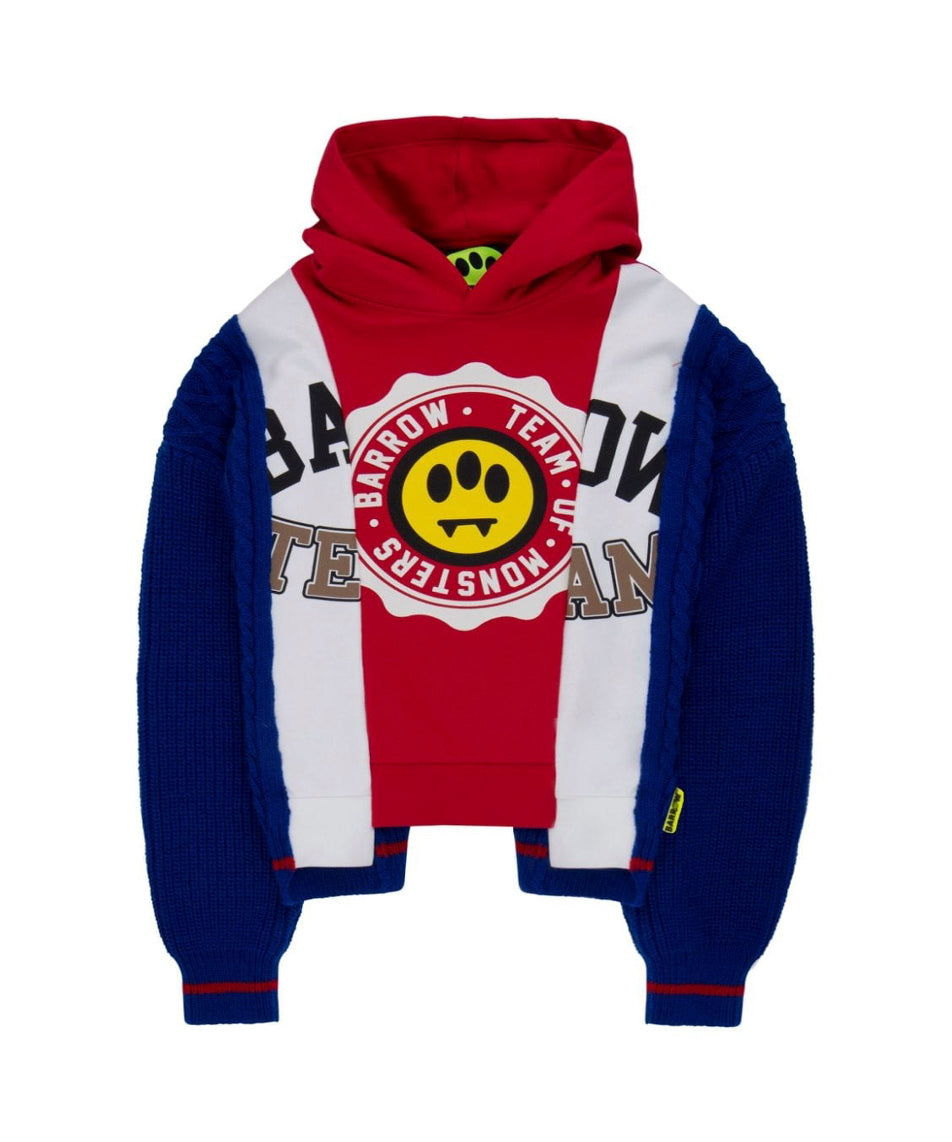 Barrow Kids Felpa Rossa con Cappuccio con Patchwork per Bambini