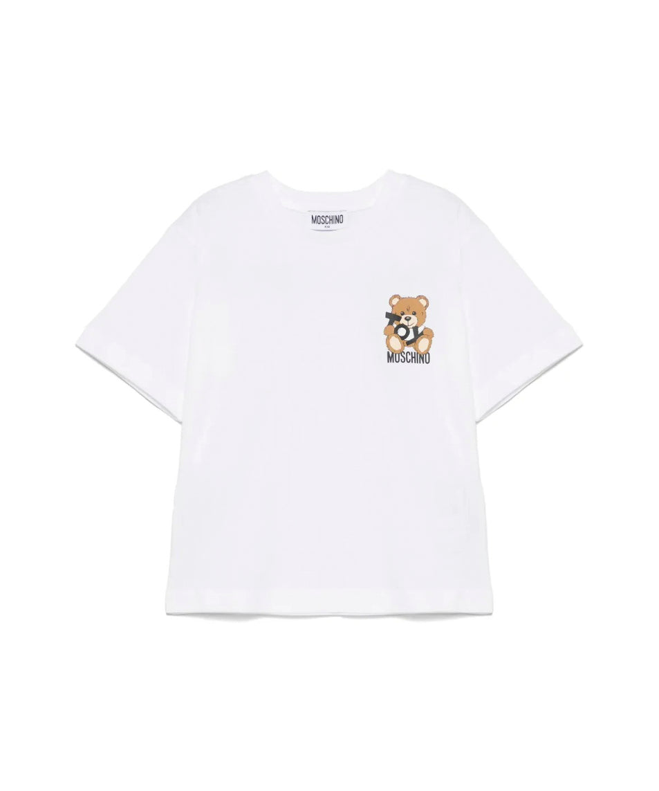 Moschino Kids T-shirt Bianca con Stampa Toy per Bambini