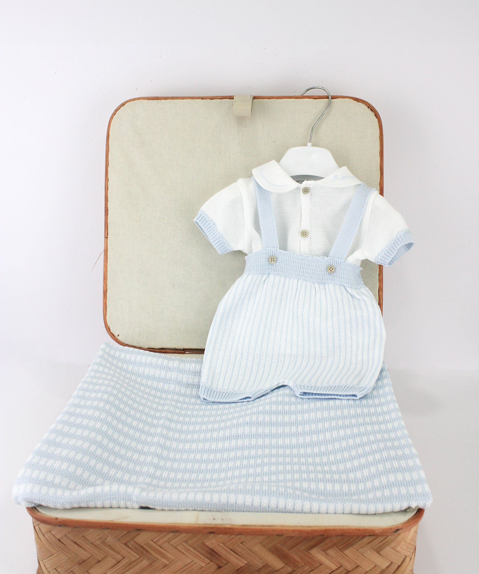 Marlù Completo Celeste/Bianco per Neonati