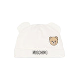 Moschino Kids Set Nascita Panna con Tutina, Cappellino e Bavaglino con Stampa Teddy Bear e Logo Unisex per Neonati