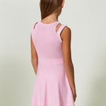 Twinset Kids Abito Corto Rosa con Logo Jacquard (retro)