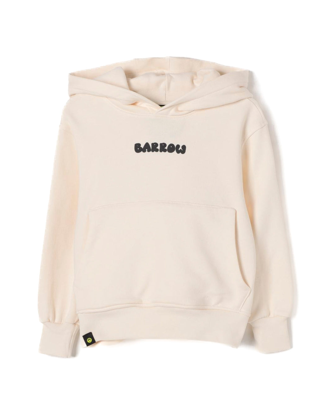 Barrow Kids Felpa con Cappuccio Crema con Stampa Retro e Logo (fronte)